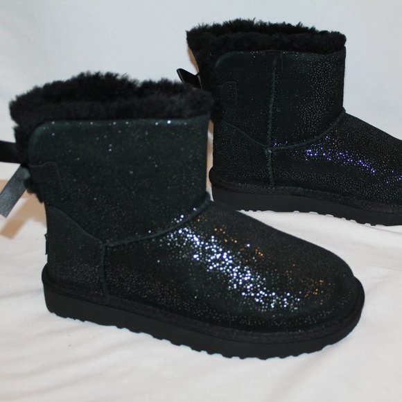 NIB UGG TWILIGHT MINI BAILEY BOW SHEARLING‎ LINED BOOTS BLACK - Picture 2 of 7